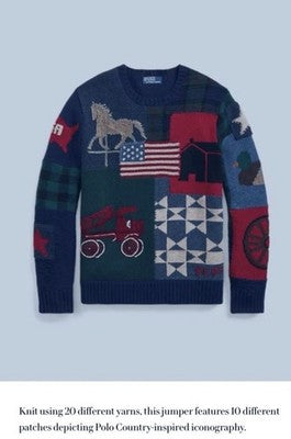 New Polo Ralph Lauren Flag Patchwork 100% Wool Sweater L (Msrp $998)