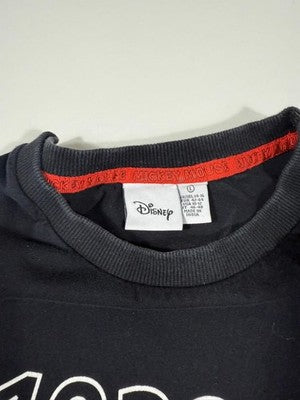 Disney Mickey Mouse Black Graphic T-Shirt L Cotton Crew Neck