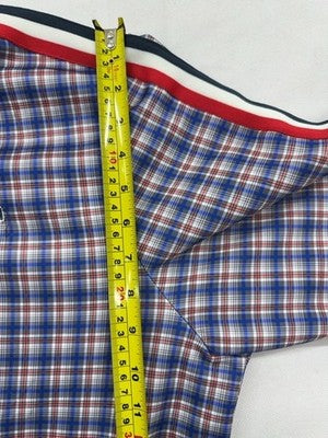 Lonsdale Navy Plaid Cotton Activewear Jacket XL Stand-up Collar