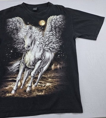 Thanabat Unicorn Mythical Black L Cotton T-Shirt Short Sleeve Crewneck