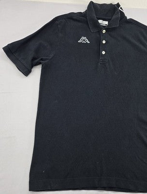 Kappa Men's Black Cotton Polo Shirt Large Short Sleeve Logo L