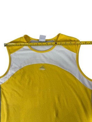 Adidas Women's L Yellow White Athletic Tank Top Sleeveless