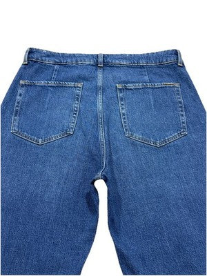 Zara Wide Leg Women Jeans Button Fly High Rise Front Pockets