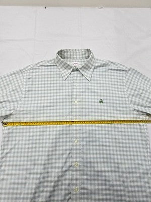 Brooks Brothers Gingham Polo Shirt Long Sleeve Light Gray Size L