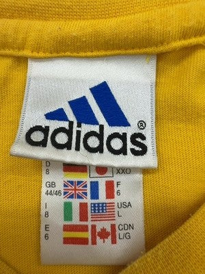 Adidas Men's Yellow Striped Short Sleeve T-Shirt XL 3 Stripes