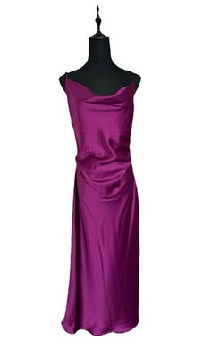 Zara Women's Midi Dress Medium Purple Satin Effect Ruching Evening
