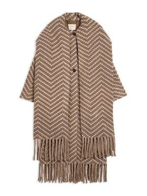 NWT Ted Baker Beige & Cream Twill Knit Scarf Coat New Size 2 Uk 10