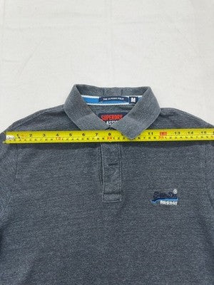 Superdry Classic Pique Polo Grey M Short Sleeve Men's