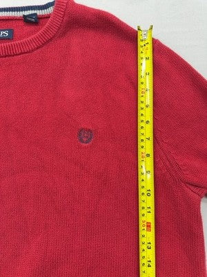 Chaps Red XL Cotton Herringbone Crewneck Pullover Sweater Men