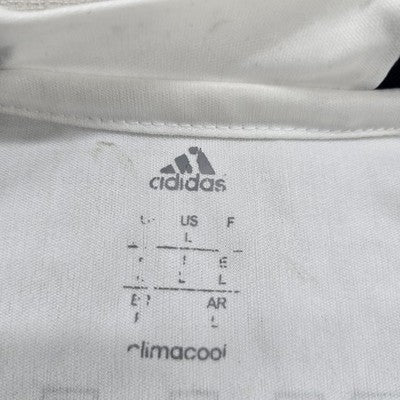 Adidas Men's White Striped Climacool Jersey L Athletic Fit