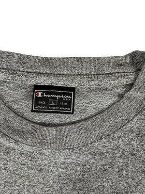 Champion Men's Heather Gray L Short Sleeve Crew T-Shirt Embroidered Logo