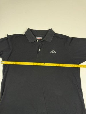 Kappa Black Pique Polo Shirt M Short Sleeve Button Collared Logo