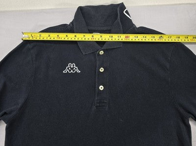Kappa Men's Black Cotton Polo Shirt Large Short Sleeve Logo L