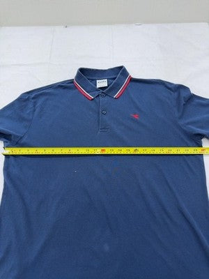 Diadora Men's Blue Cotton Polo Shirt XXL Short Sleeve Button