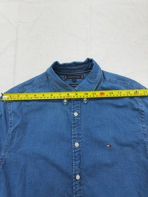 Tommy Hilfiger Men's Real Indigo Denim Button-Down Shirt M Long Sleeve