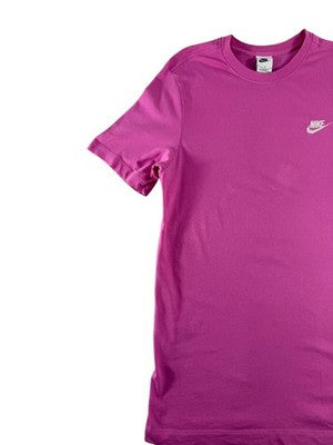 Nike Women's Pink Sportswear Club T-Shirt M Embroidered Logo Cotton