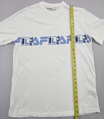 Fila Men's White Logo Cotton T-Shirt Sz M Short Sleeve
