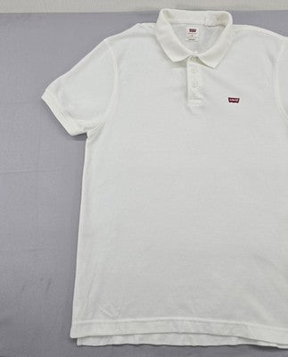 Levi's Men's White Cotton Polo Shirt M Relaxed Fit Short Sleeve