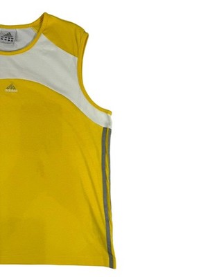 Adidas Women's L Yellow White Athletic Tank Top Sleeveless