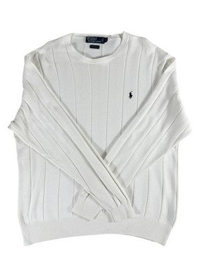 Polo by Ralph Lauren Women's White Cable-Knit Crewneck Sweater S