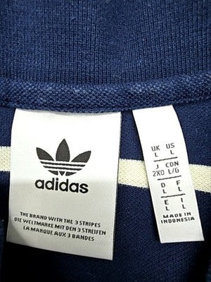 Adidas Boys Navy Striped Polo Shirt Youth L Regular Button-Up