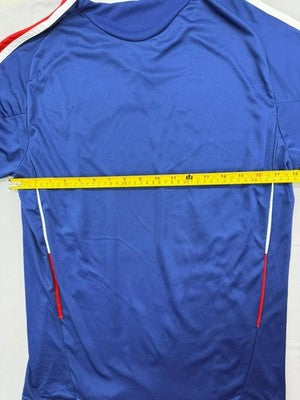Adidas Women's Striped Climalite V-Neck Jersey Tee Small Blue