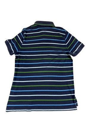 Tommy Hilfiger Men's M Navy Striped Polo Shirt Cotton Short Sleeve