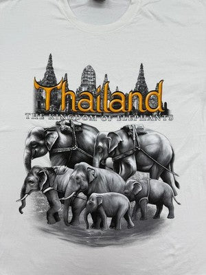 SP Super Vintage Thailand Elephant T-Shirt Men XL White Cotton