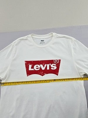 Levi's Men's White Cotton T-Shirt Size M Logo Crew Neck Short Sleeve