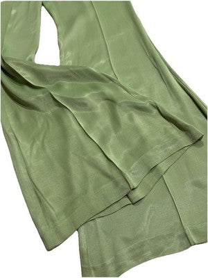 Zara Woman NWT Green Flared Satin Effect Pants Size Medium