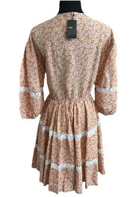 Maje Rayanik Mini Dress In Pink Floral Print, Made From A Linen Blend Rrp $360