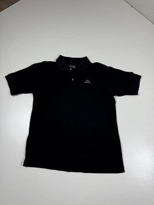 Kappa Black Pique Polo Shirt M Short Sleeve Button Collared Logo