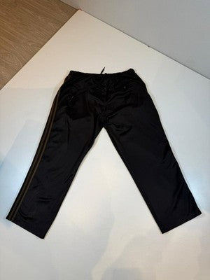 Adidas Black XL Track Pants Satin Elastic Waist Drawstring Zip