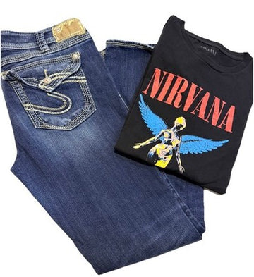 Silver Jeans Suki Surplus With Nirvana Shirt Bundle Offer