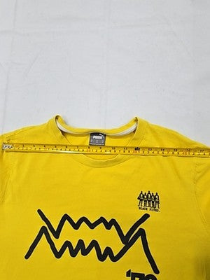 Puma Yellow Printed Fleece Sweatshirt XL Long Sleeve Men Crewneck