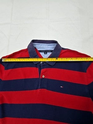 Tommy Hilfiger Men's Red Navy Stripe Custom Fit Polo Shirt XL