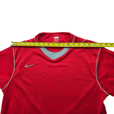 Nike Men's Red V-Neck Jersey L Short Sleeve Mesh