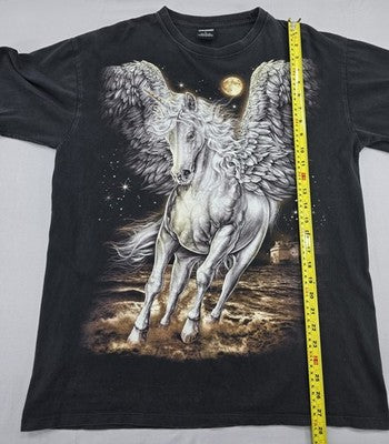 Thanabat Unicorn Mythical Black L Cotton T-Shirt Short Sleeve Crewneck