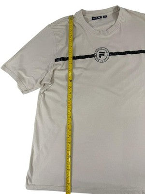 Fila Men's Beige XXL Cotton Short Sleeve Crewneck Logo T-Shirt