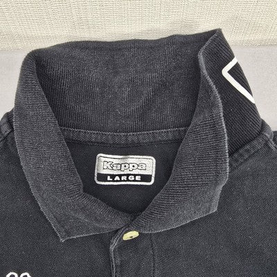 Kappa Men's Black Cotton Polo Shirt Large Short Sleeve Logo L