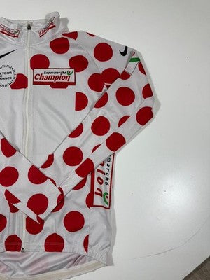 Nike XL Tour De France Polka Dot Cycling Jersey White Red Long Sleeve