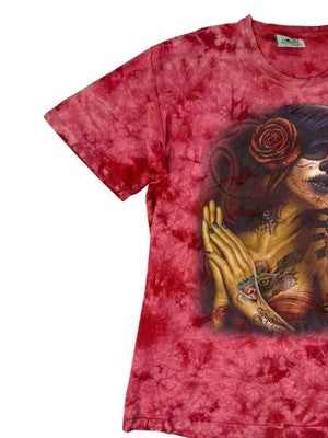 Vintage Rock Nature Sugar Skull Tie-Dye Red T-Shirt XL