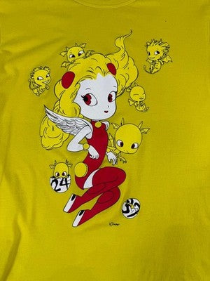 Vintage 24Hr TV Yellow Angel Anime T-Shirt M Women Cotton Crew Neck