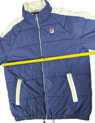 Fila Men's Navy Blue Puffer Jacket Size L Vintage Winter
