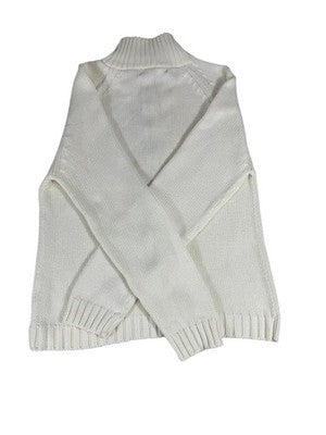 Polo Ralph Lauren White Mock Neck Knit Cardigan Zip M