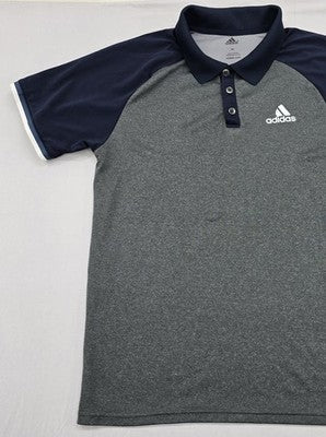 Adidas Men's XL Short Sleeve Polo Shirt Gray/Navy Climacool Poly XL