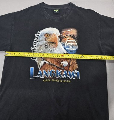 JM Men's XL Black Eagle Travel Cotton T-Shirt Short Sleeve Crewneck