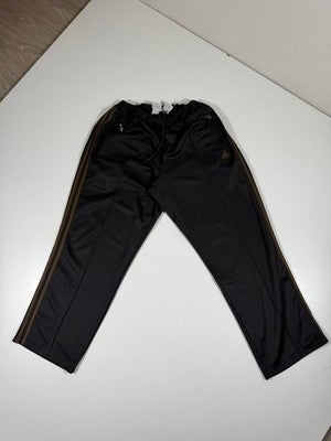 Adidas Black XL Track Pants Satin Elastic Waist Drawstring Zip