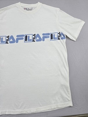 Fila Men's White Logo Cotton T-Shirt Sz M Short Sleeve