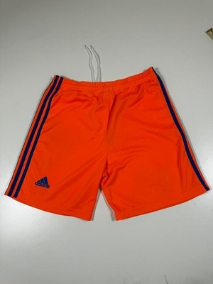 Adidas Orange Soccer Shorts M Elastic Waist Drawstring Polyester Thailand